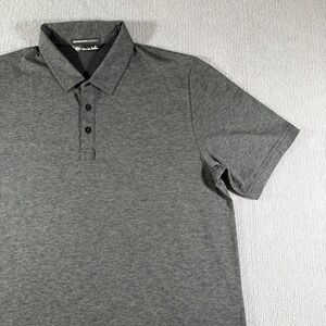 Travis Mathew Mens Size XL Black Gray Golf Polo Shirt Short Sleeve‎ *